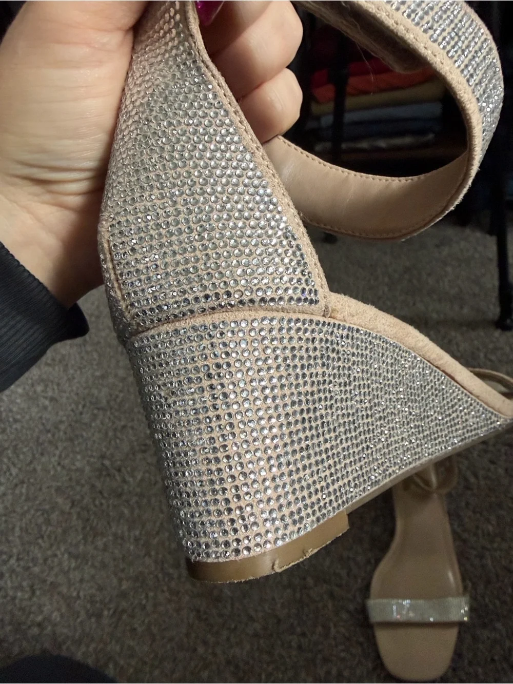 Mix No. 6 Velcro Ankle-Strap Wedge Sandals in Silver size 10M